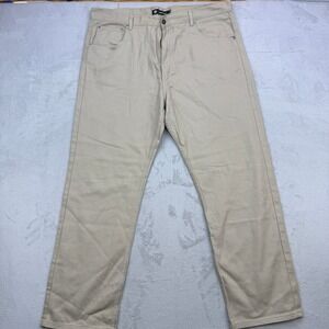 Akademiks Pants Mens 42x32 Twill Tan Straight Leg Streetwear Casual 5-Pocket